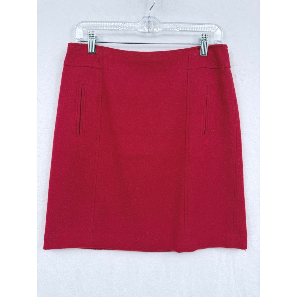 Talbots Red Wool Blend A-Line Mini Skirt Size 6 Back Zip Career Holiday Preppy